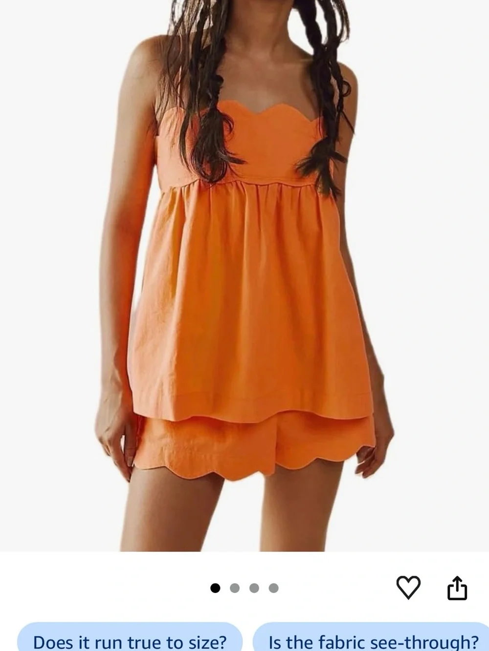 Scallop Trim Orange Two-Piece Set